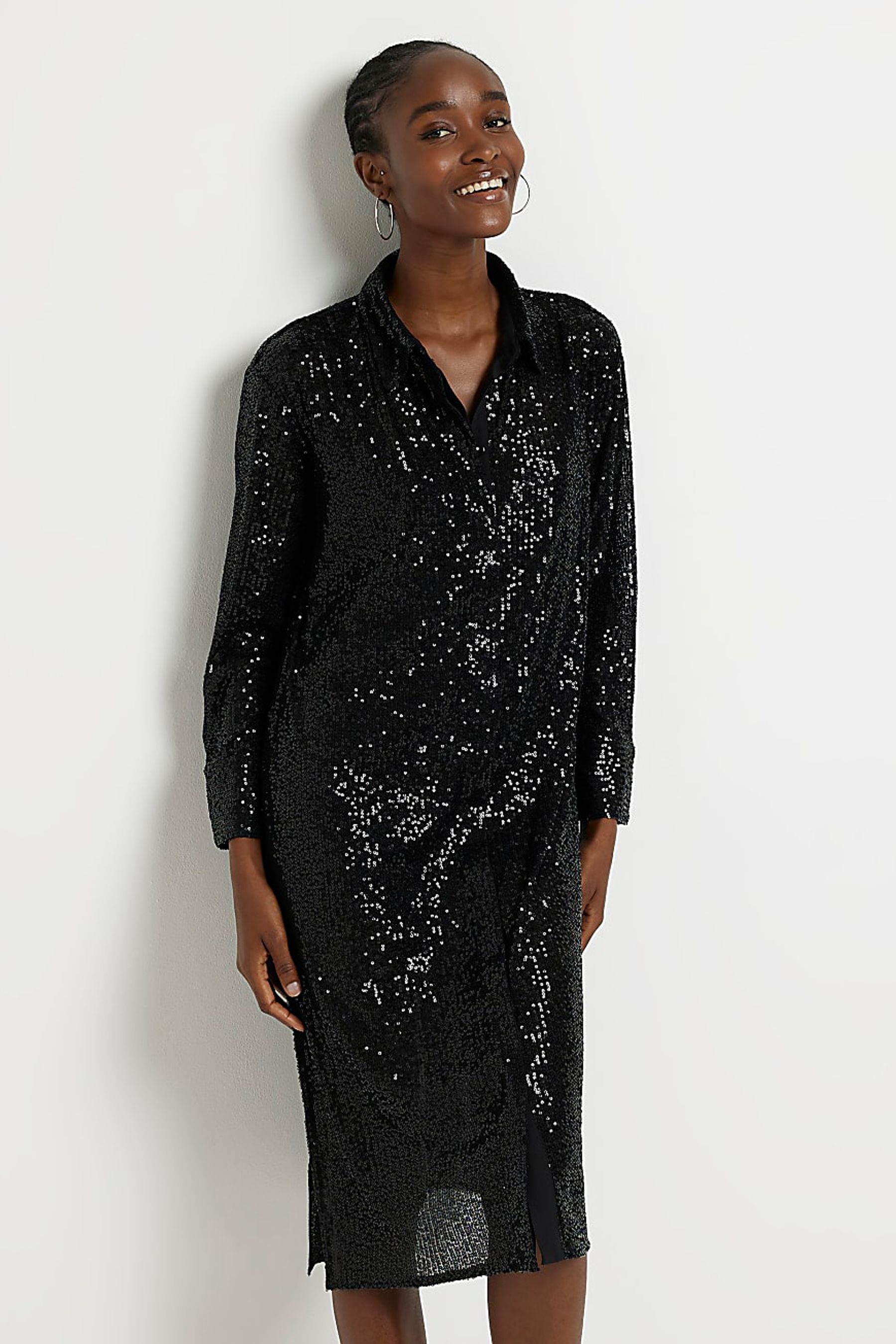 Buy River Island Black Maxi Shirt Dress from the Next UK online shop