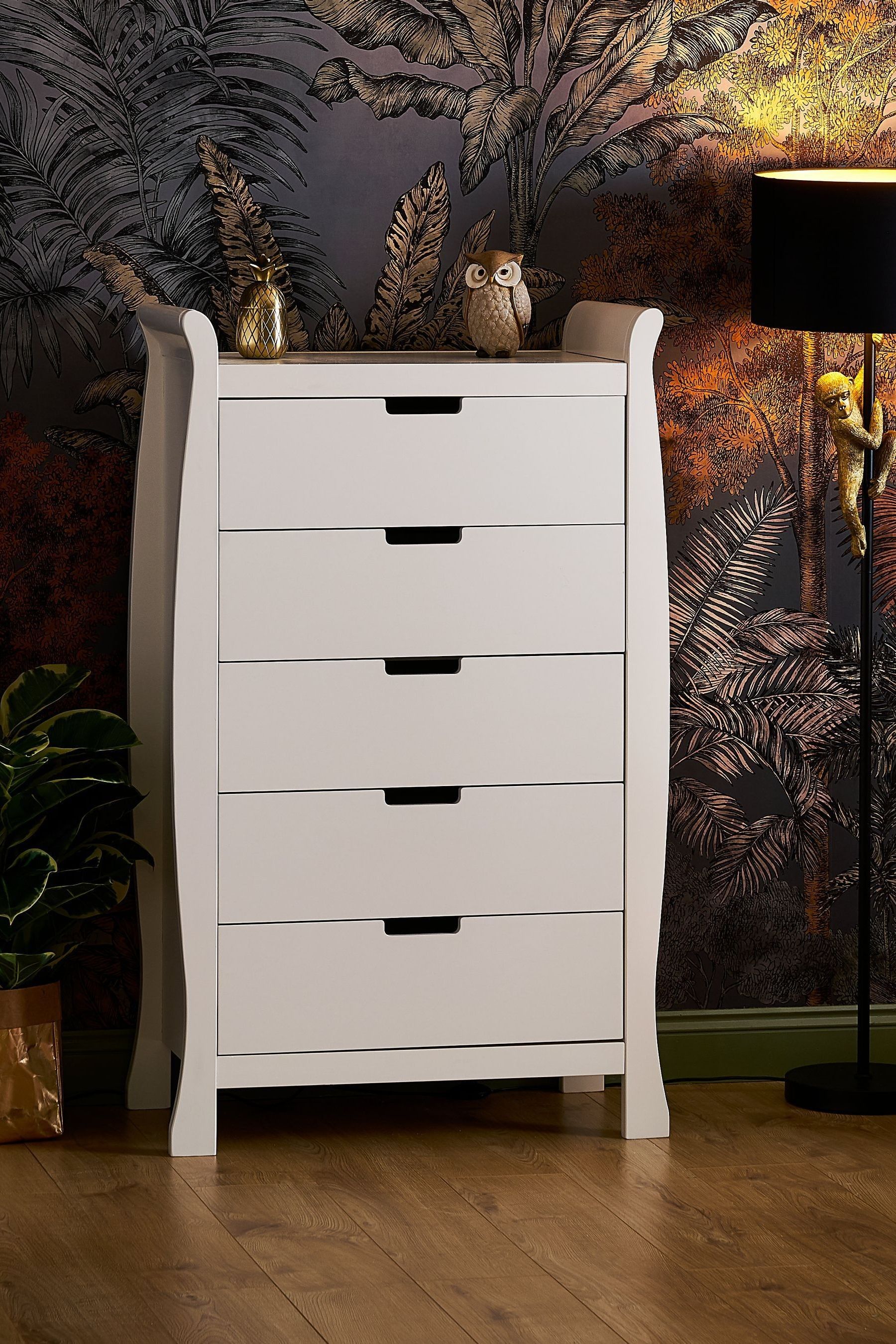 Buy Obaby White Stamford Sleigh Tall Chest of Drawers from the