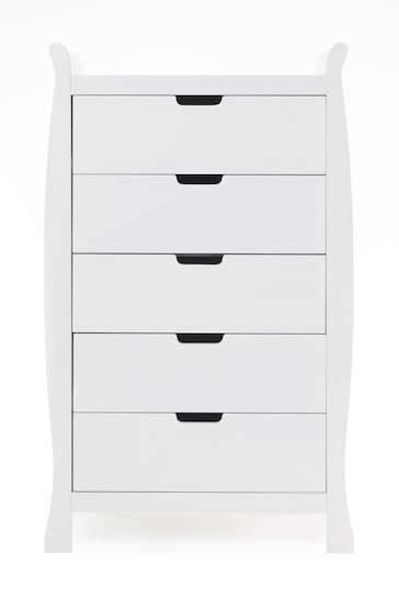 Obaby White Stamford Sleigh Tall Chest of Drawers