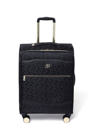 Dune London Black Oriel Monogram 66cm Medium Suitcase