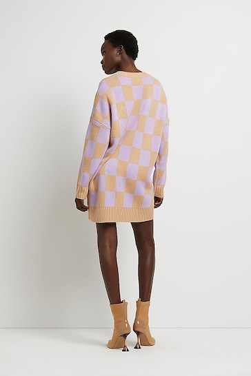 River Island Purple Checked Out Jumper Dress