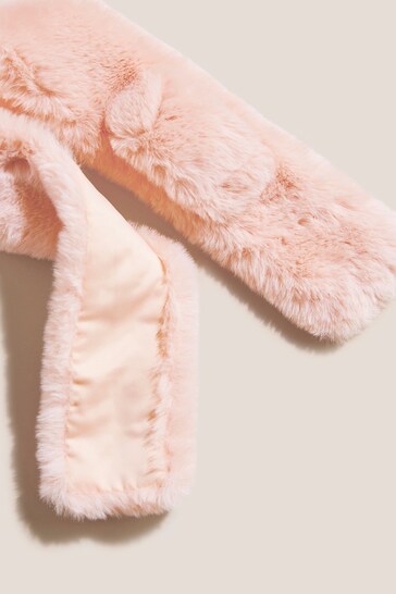 White Stuff Pink Mini Me Tippet Faux Fur Scarf
