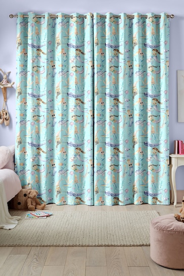 Voyage Aqua Blue Kids Mermaids Party Made To Measure Curtains
