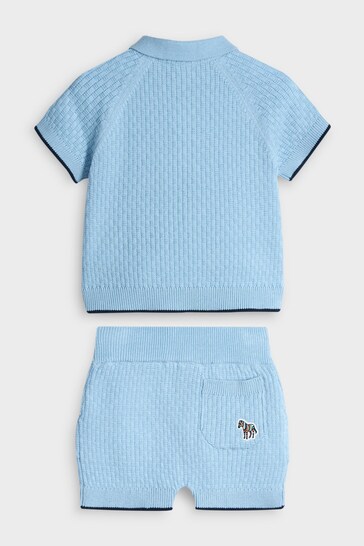 Paul Smith Baby Boys Blue Knitted T-Shirt & Short Set