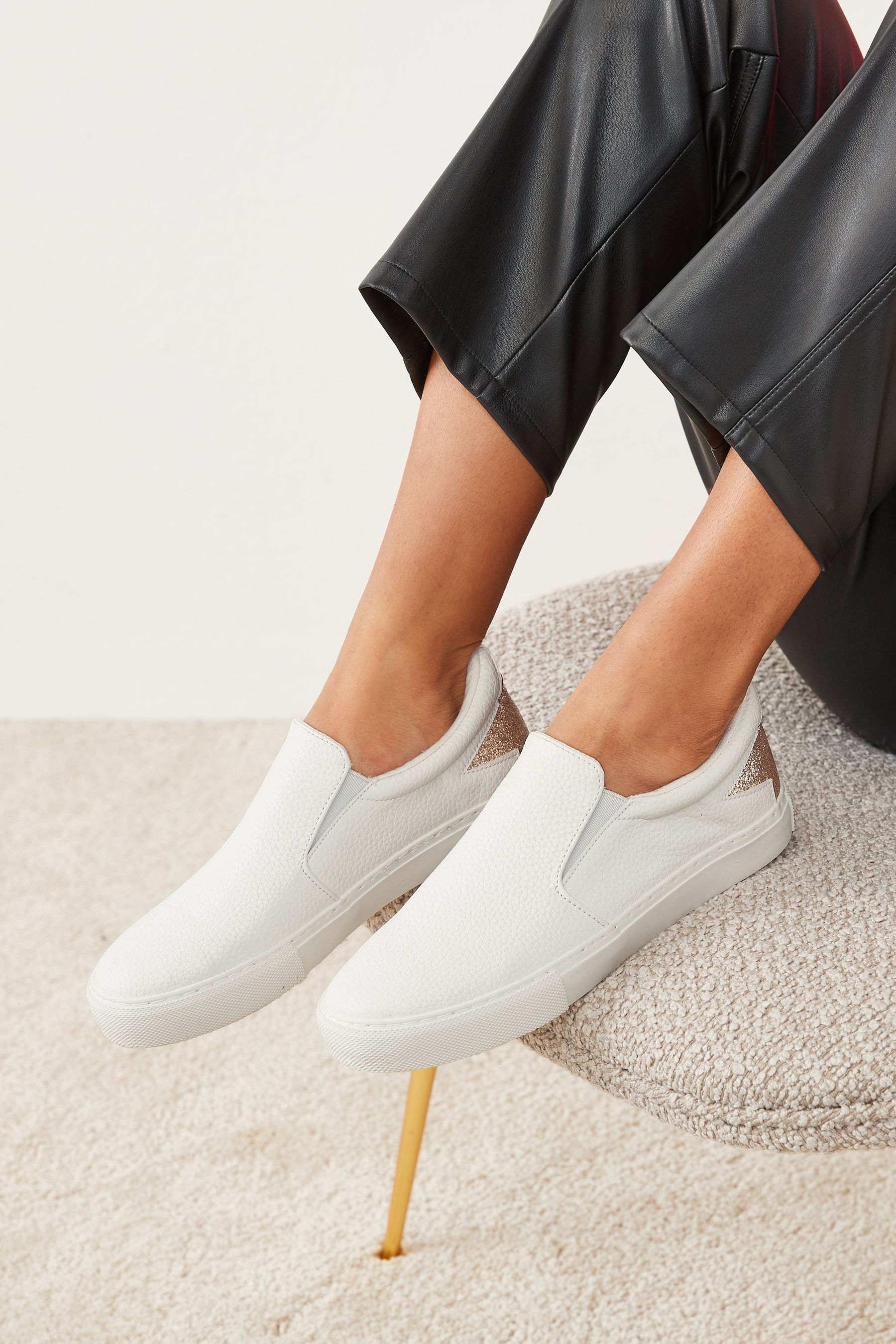 White slip on store runners