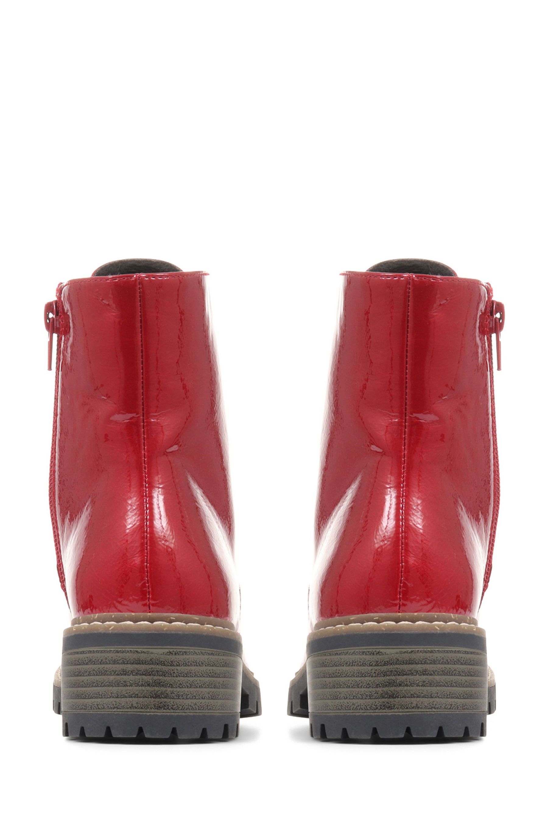 Pavers Red Metallic Lace Up Ankle Boots