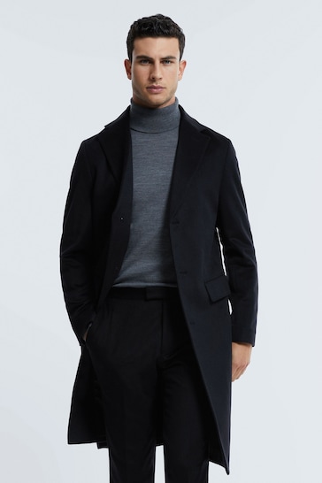 Reiss Navy Tycho Atelier Cashmere Single Breasted Coat