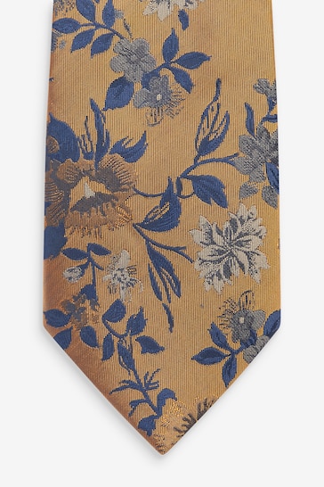 Yellow Gold/Blue Navy Floral Pattern Tie