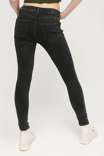 Superdry Black Chrome Cotton Vintage Low Rise Slim Flare Jeans