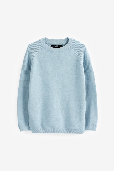 Blue Without Stag Textured Crew Jumper (3-16yrs)