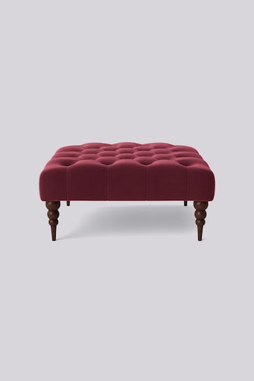 Swoon Easy Velvet Bordeaux Red Plymouth Square Ottoman
