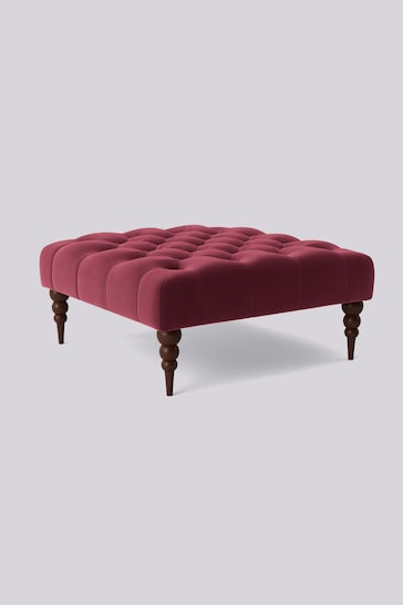 Swoon Easy Velvet Bordeaux Red Plymouth Square Ottoman