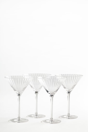 Jasper Conran London Set of 4 Clear Fluted Martini Glasses