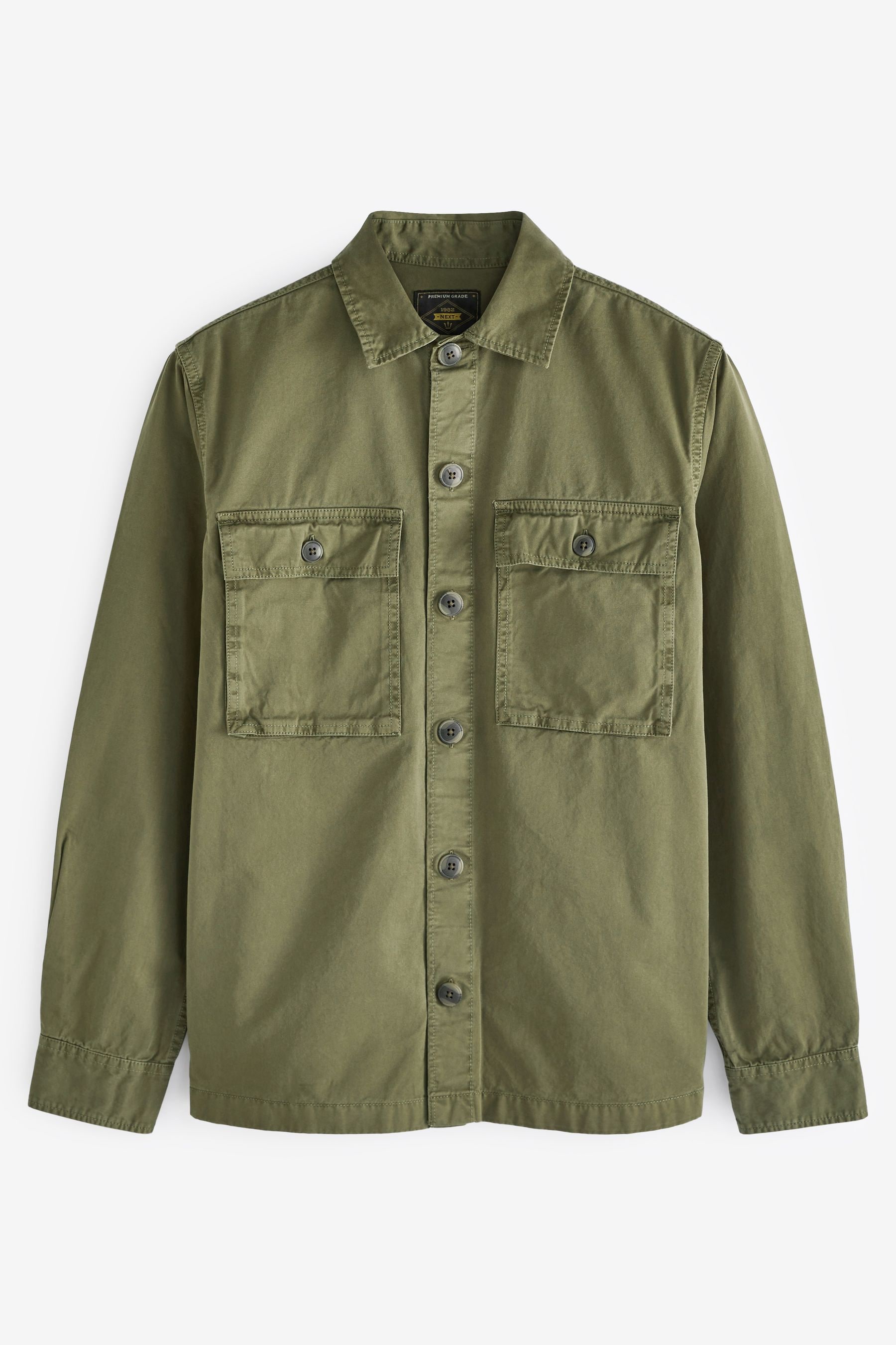 Buy Khaki Green 100 Cotton Twin Pocket Shacket from the Next UK online shop