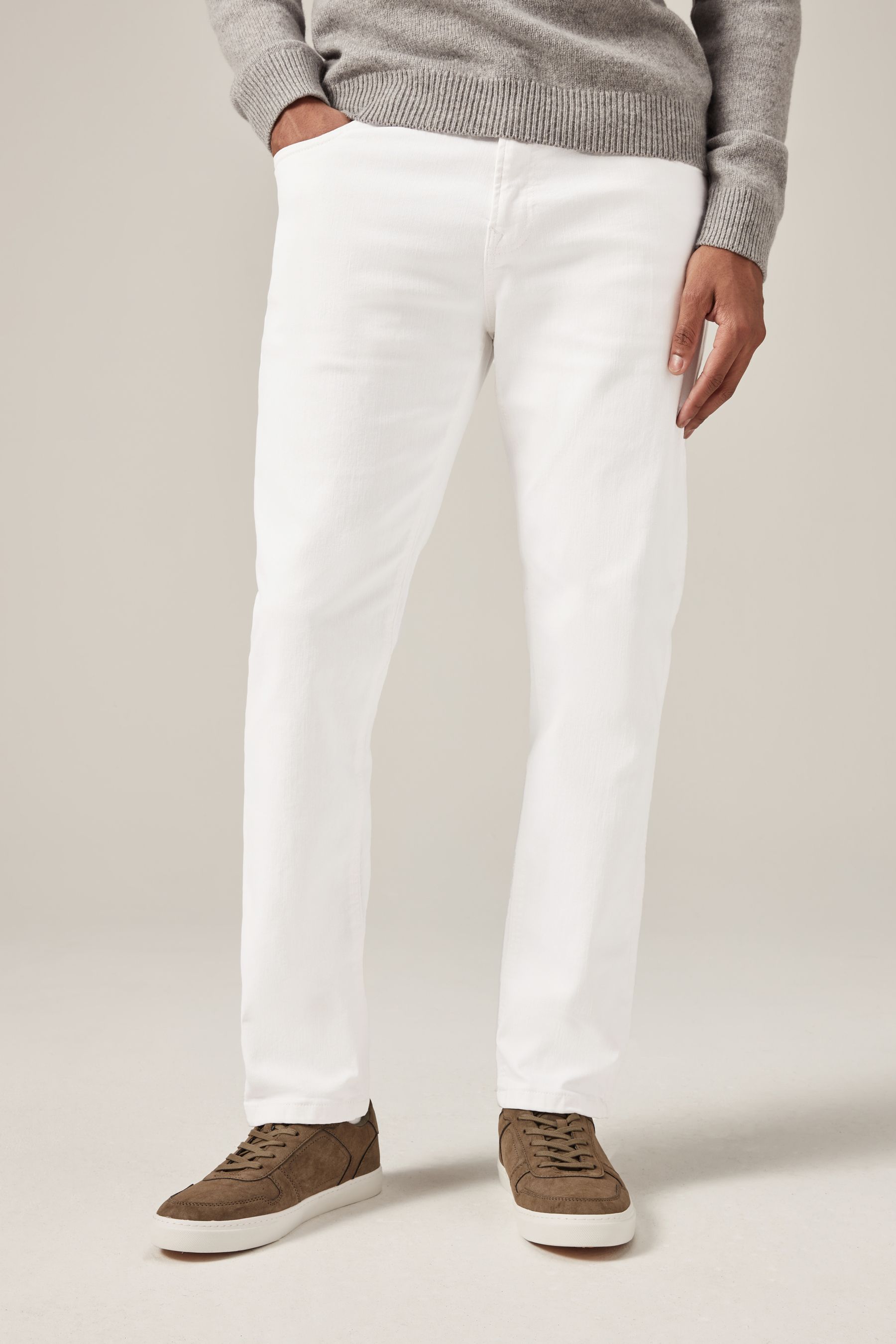 Mens white stretch jeans sale
