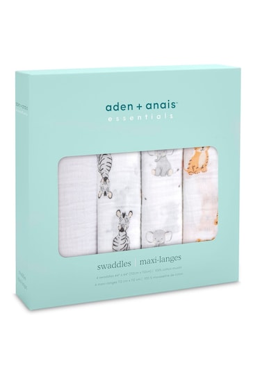aden + anais safari babes Essentials Cotton Muslin Blankets 4 Pack