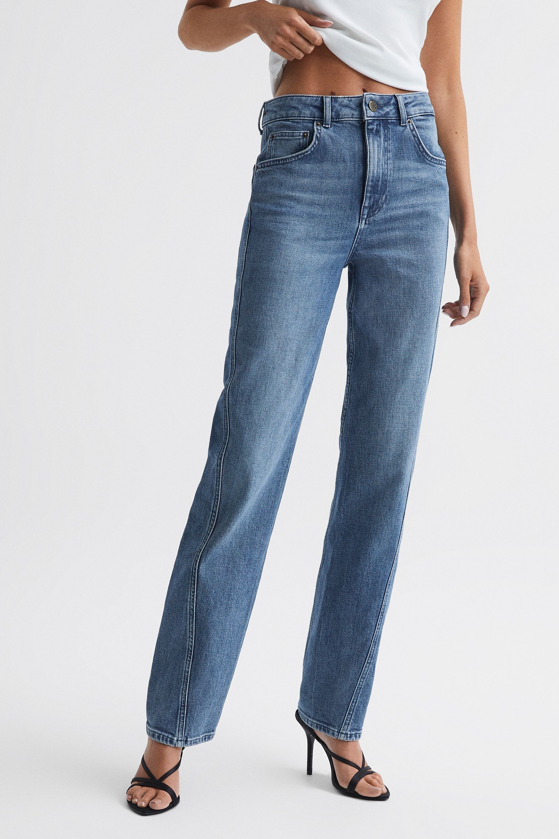 Boston crew belted straight leg jeans store