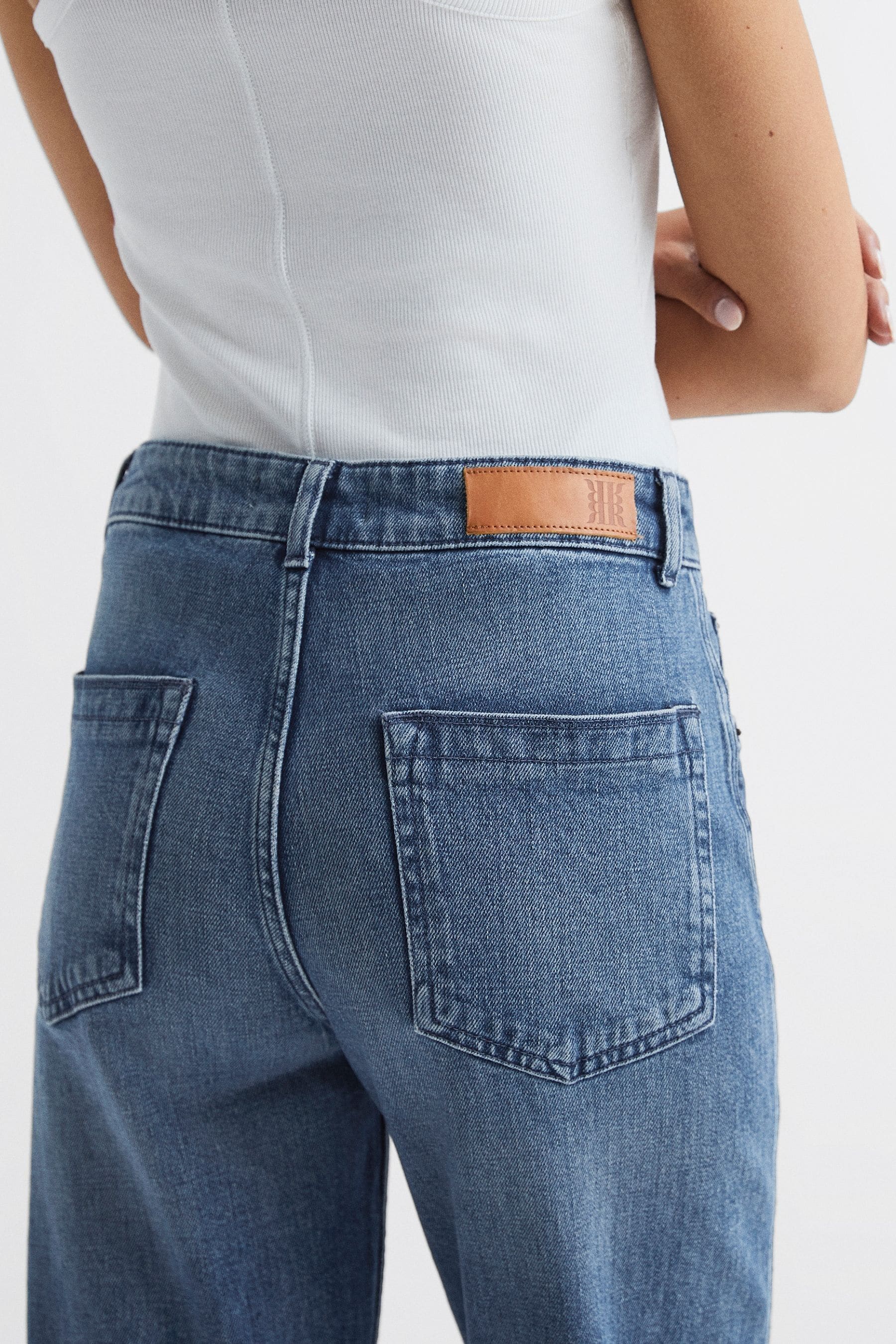 Reiss Mid Blue Boston Mid Rise Straight Leg Jeans