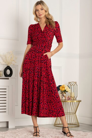 Jolie Moi Red Akayla Printed Jersey Maxi Dress