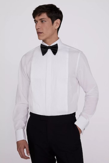 MOSS White Tailored Fit Pleated Dress Shirt