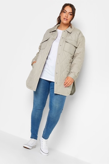 Yours Curve Grey Light Weight Short Quilted Jacket