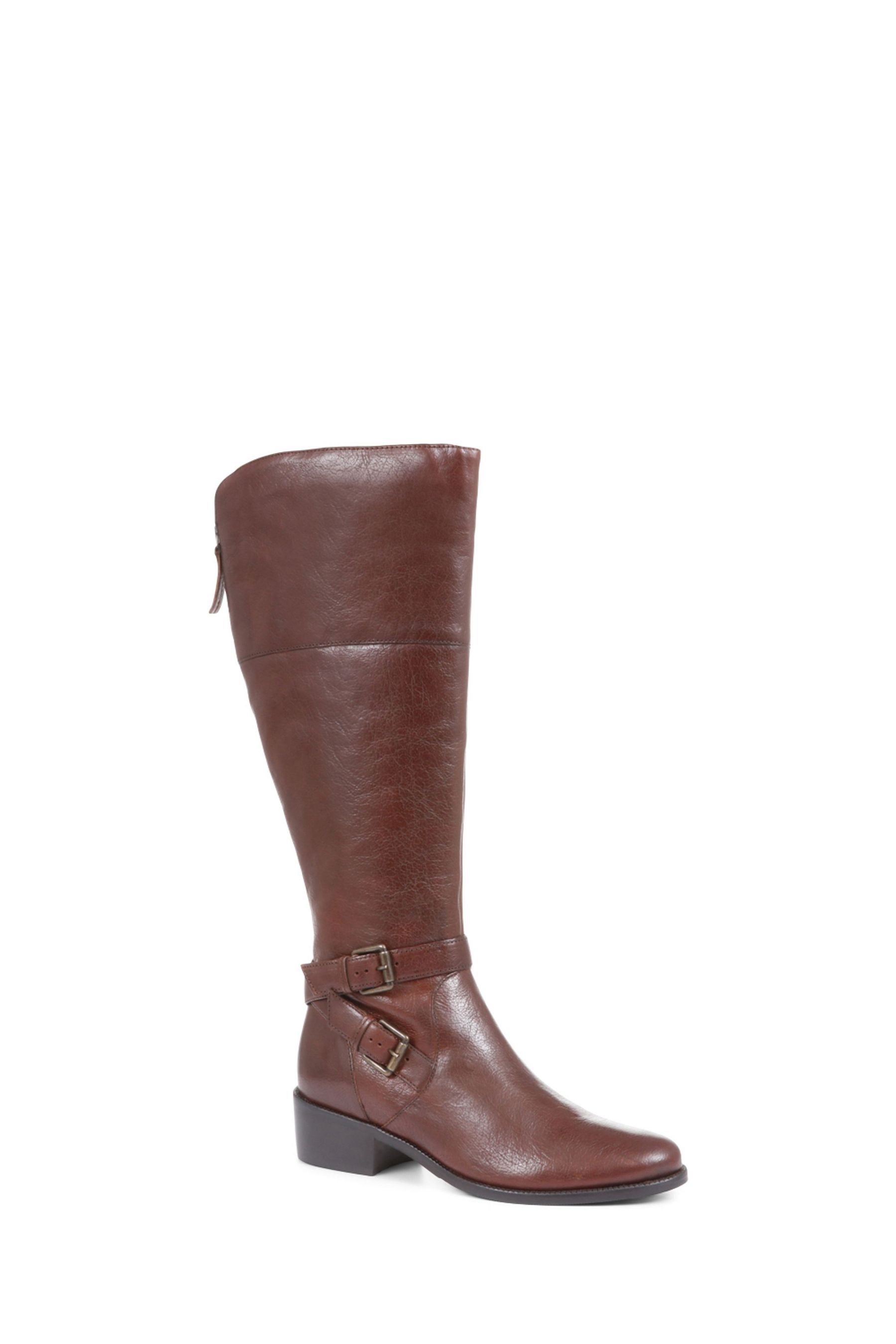 Jones Bootmaker Phoebe Wide Calf Leather Tan Brown Knee Boots