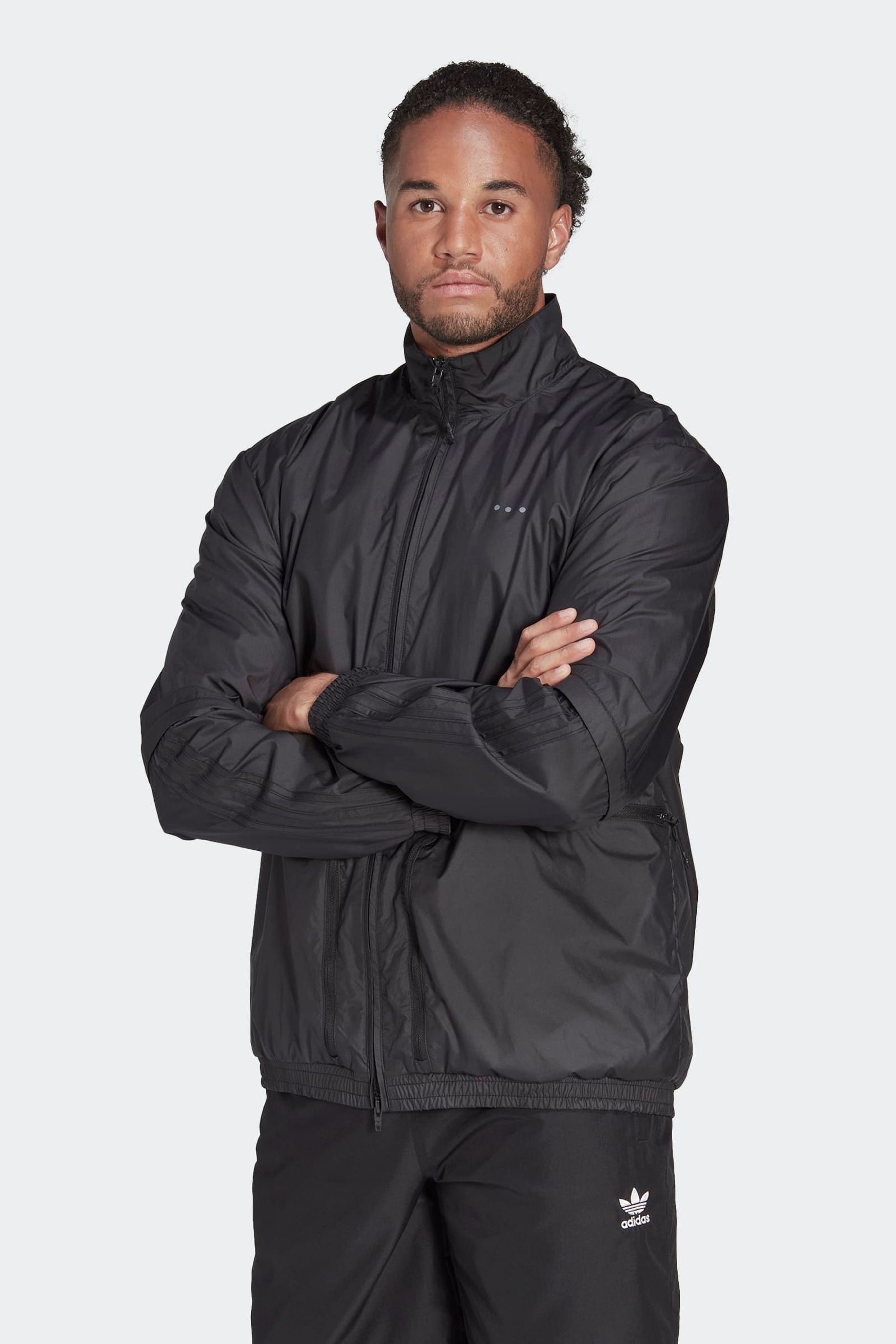 Adidas 3 stripe tulle black track jacket top
