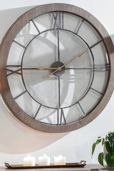 Pacific Natural Wood And Metal Round Wall Clock