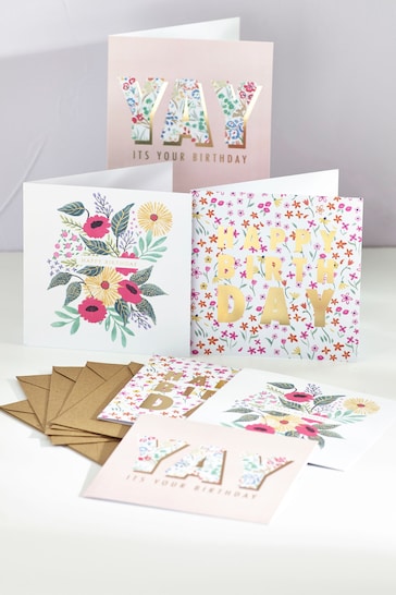 6 Pack Pink Floral Occasion Cards
