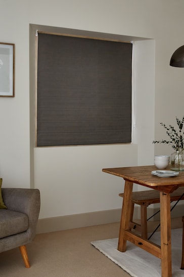 Dark Charcoal Grey Ready Made Textured Blackout Roller Blind