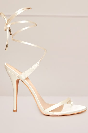 Chi Chi London Cream High Heel Lace Up Sandals