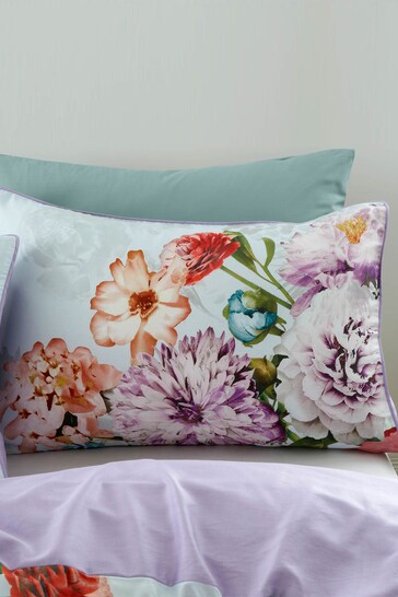 Hyperion Purple Amaranth Floral 200 Thread Count Cotton Sateen Duvet Cover and Pillowcase Set