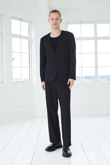 Black EDIT Oversized Lapelless Suit Jacket