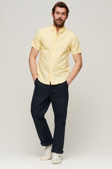Superdry Yellow Organic Cotton Studios Linen Short Sleeve Shirt