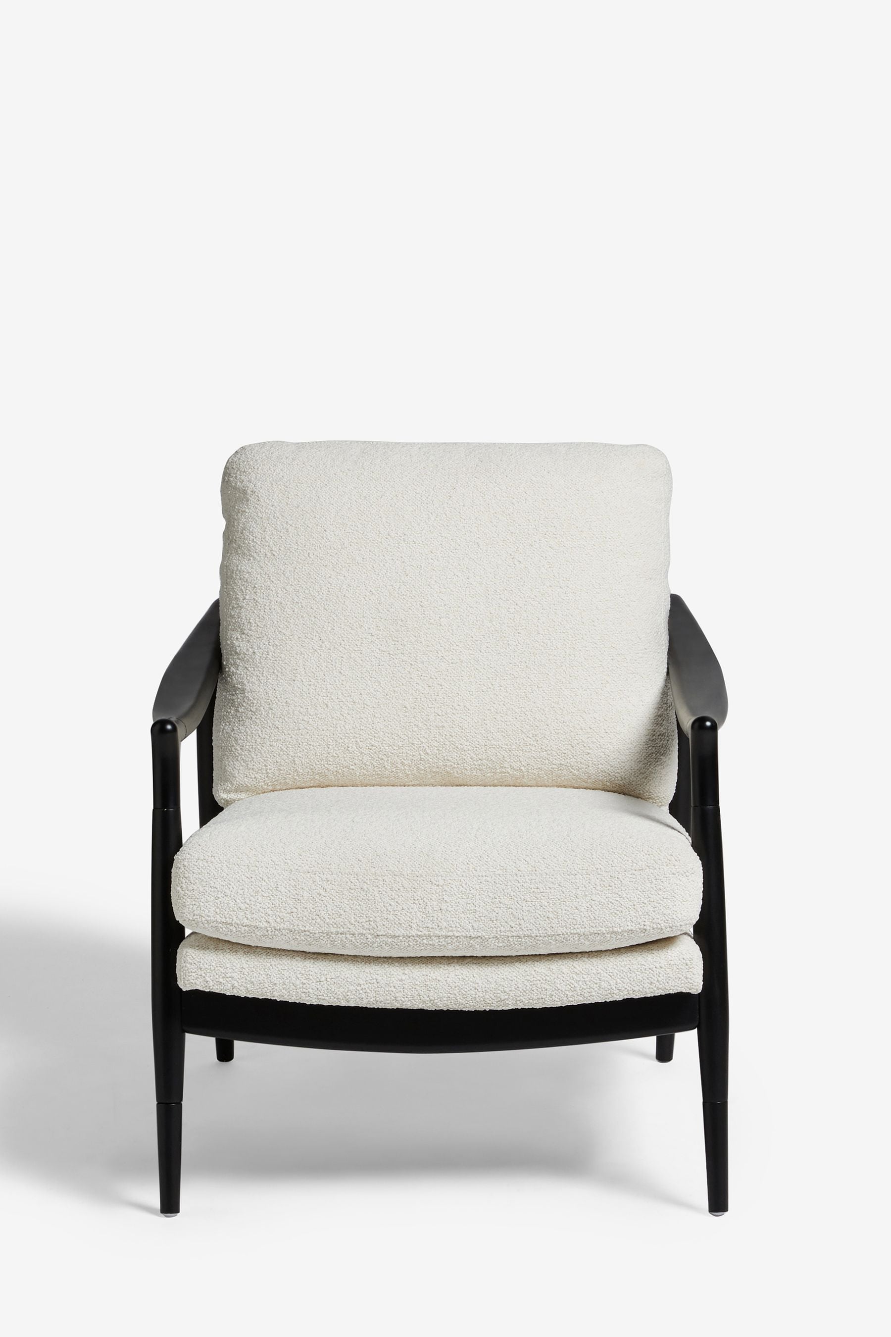 Casual Boucle Oyster Natural Black Wood Frame Flinton Wooden Accent Chair