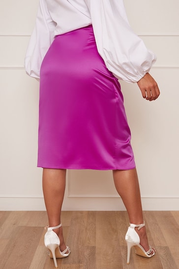 Chi Chi London Purple Satin Maxi Skirt