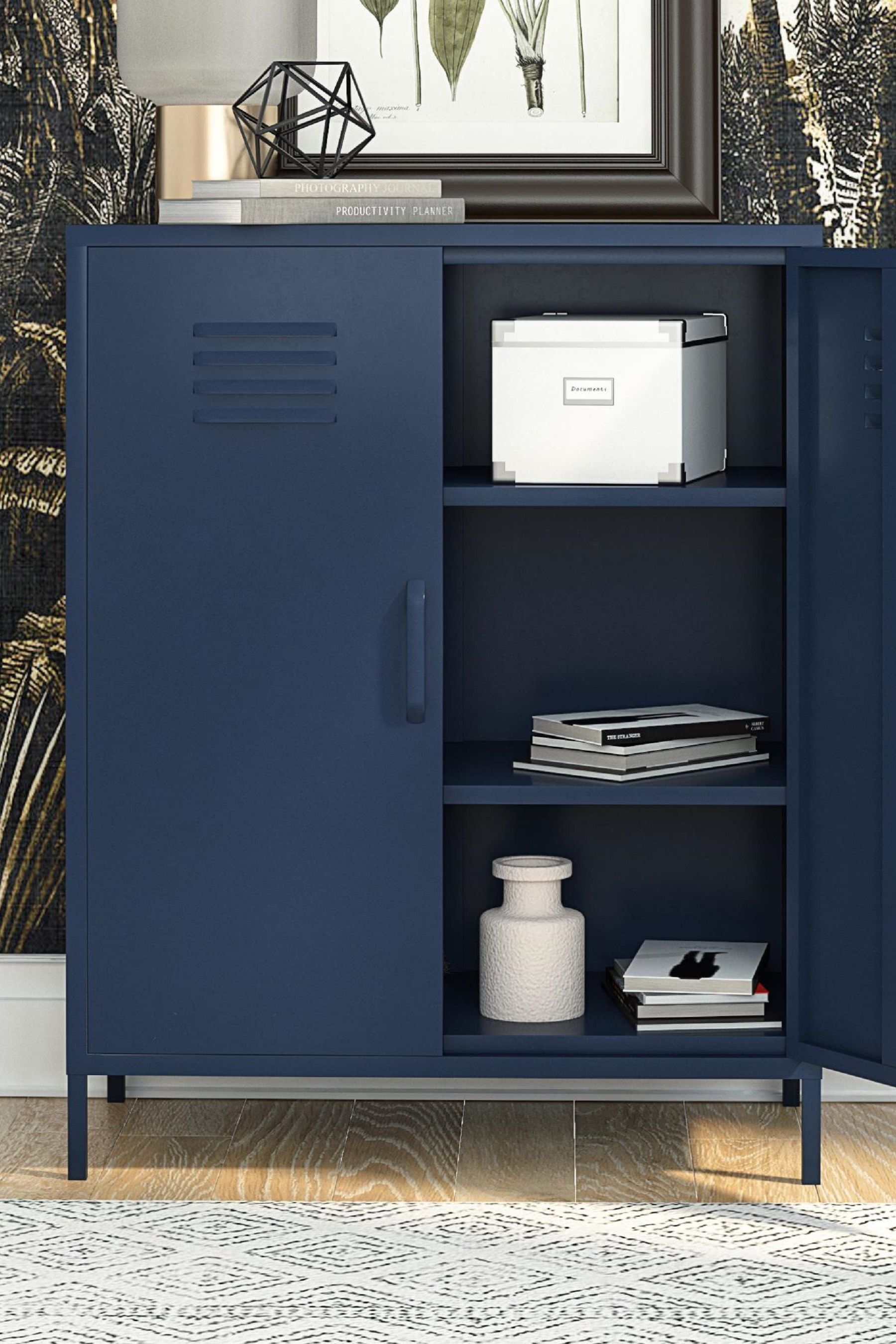 Blue metal store cabinet