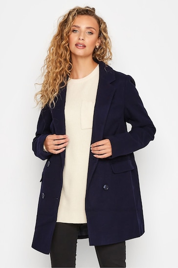 Long Tall Sally Blue Double Breasted Brushed Blazer