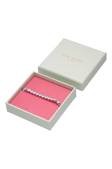 Ted Baker Bracciale Scorrevole Melrah Icon Con Cristalli - Placcato Argento - Lunghezza Regolabile