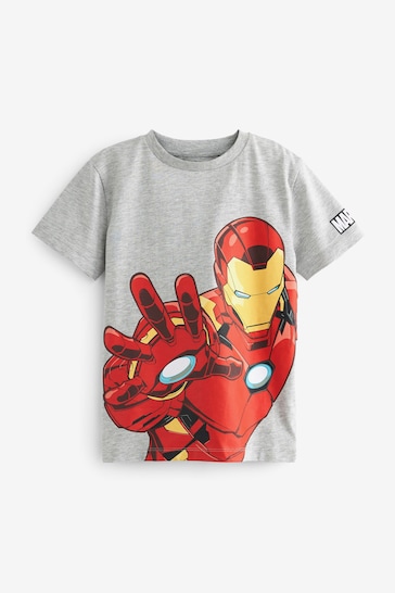 Iron Man Grey Marvel Superhero Short Sleeve T-Shirt (3-16yrs)