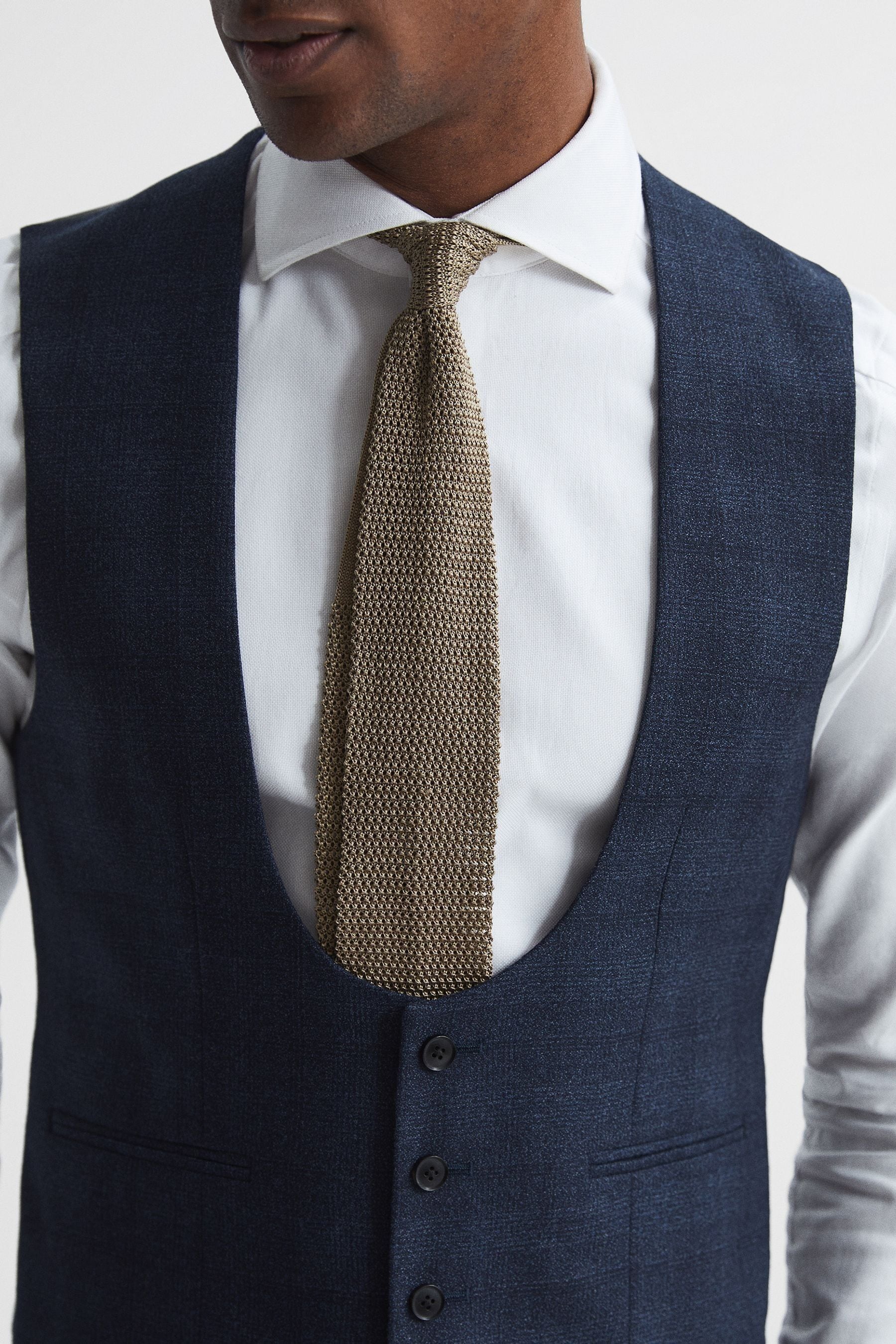 Buy Reiss Navy Ancroft Prince Of Wales Check Horseshoe Waistcoat