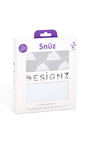 Snuz 2 Pack Grey Crib Fitted Sheets