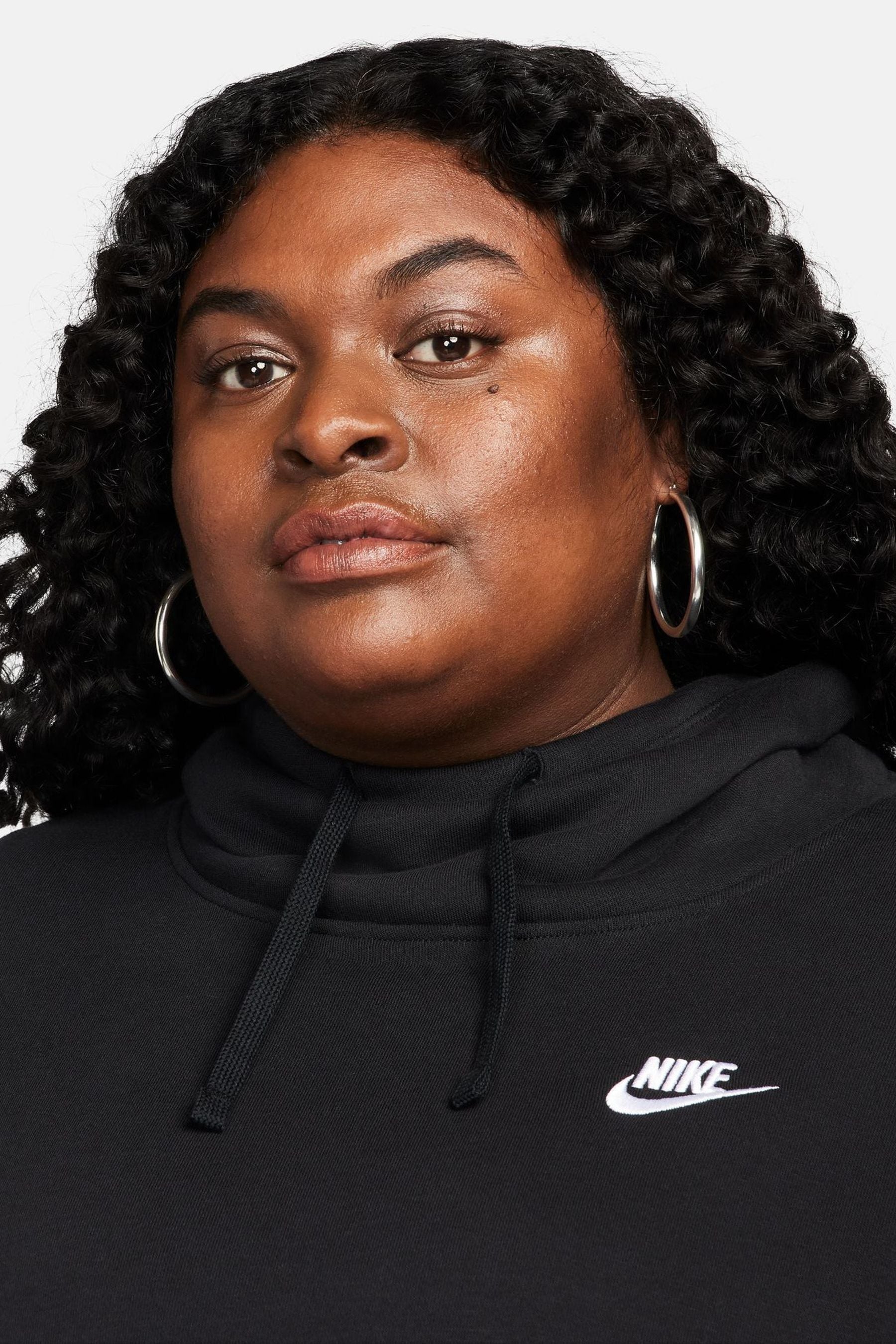 Buy Nike Black Curve Club Fleece Funnel Neck Hoodie from the Next