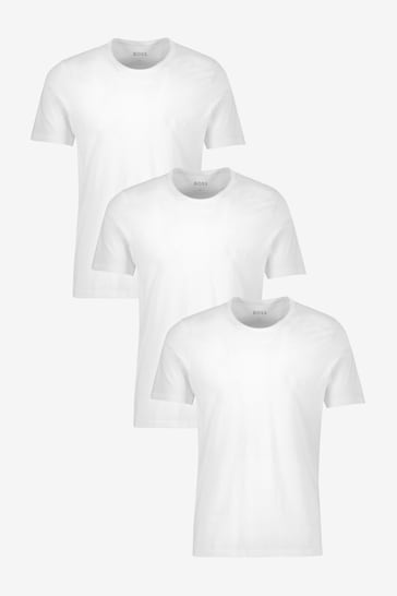BOSS White Cotton Logo T-Shirts 3 Pack