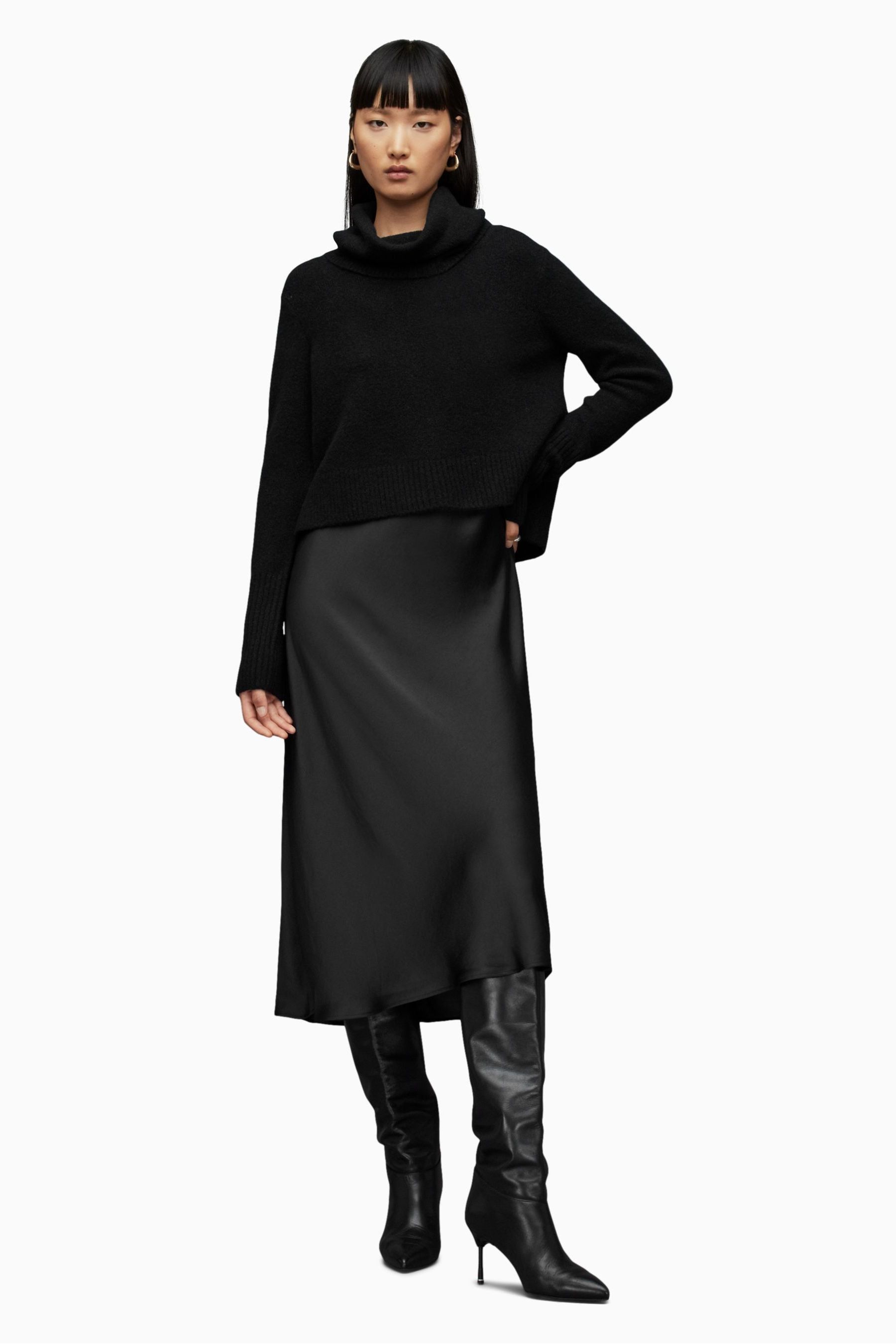 Buy AllSaints Black Tierny Roll Neck Dress from the Next UK online shop