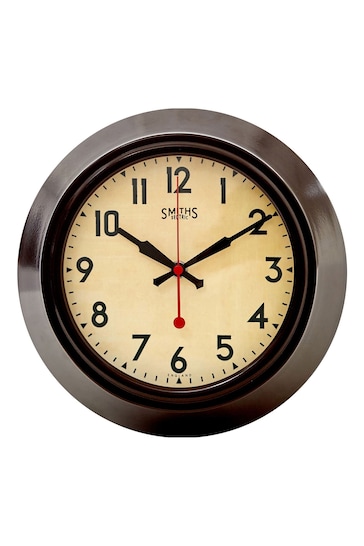 Brookpace Lascelles Brown Metal Cased Smiths Wall Clock