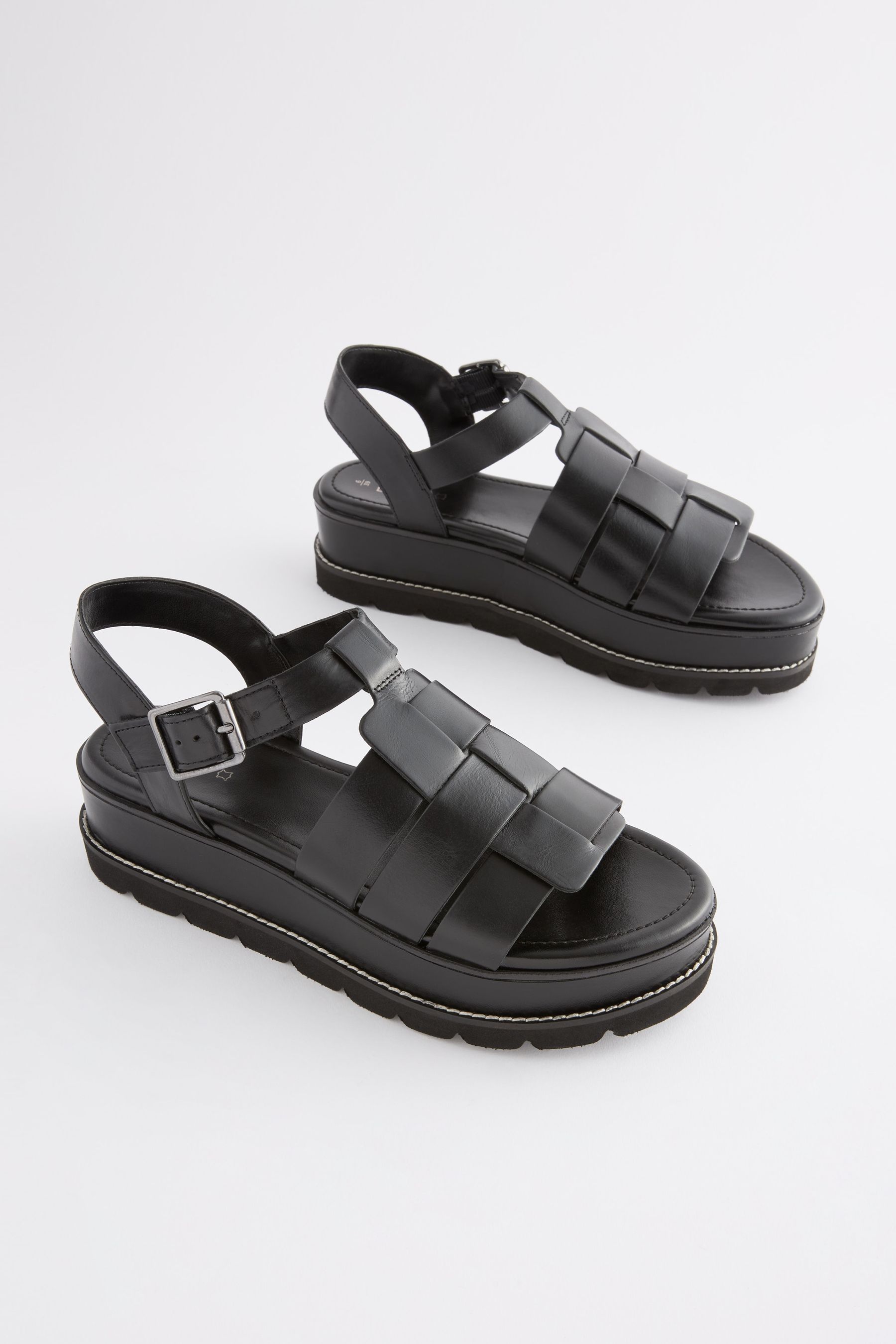 Buy Black Forever Comfort Chunky Flatform Wedges from the Next UK