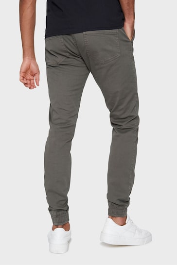 Threadbare Green Slim Fit Cuffed Casual Trousers With Stretch