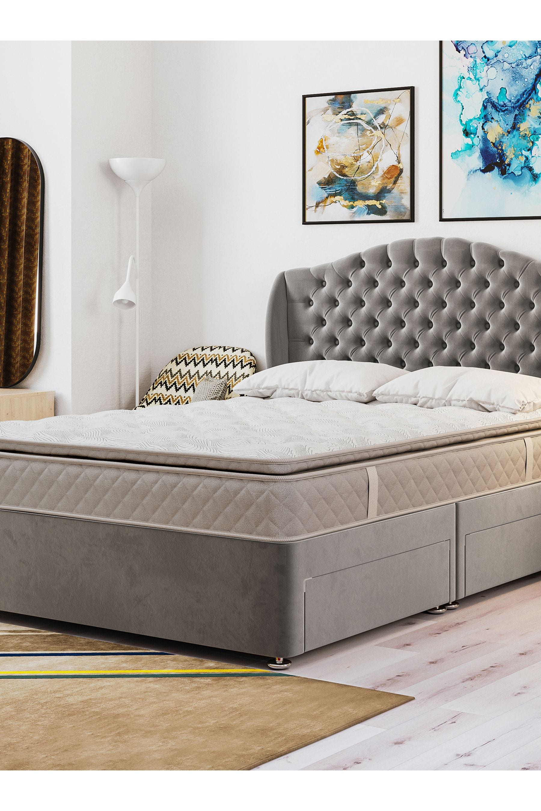Sealy Silver Fox Advantage Alston PostureTech Mattress and Silver Fox 4 Drawer Storage Divan Base Set