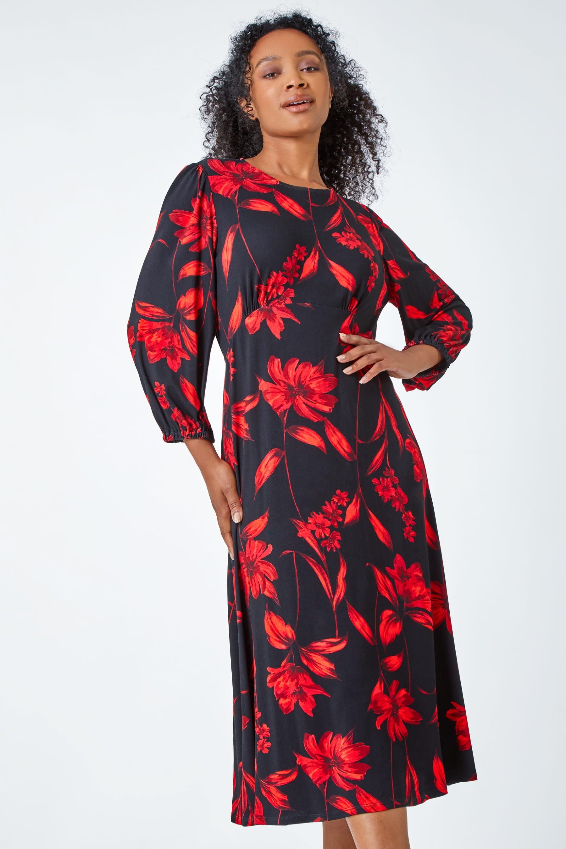 Roman red sales and black dress